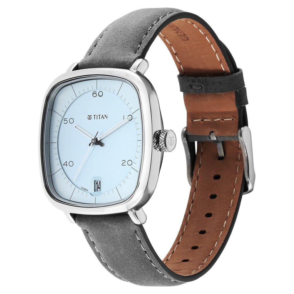 Titan Quartz Analog with Date Anthracite Dial Leather Strap Watch for Men - The Watch Factory ®