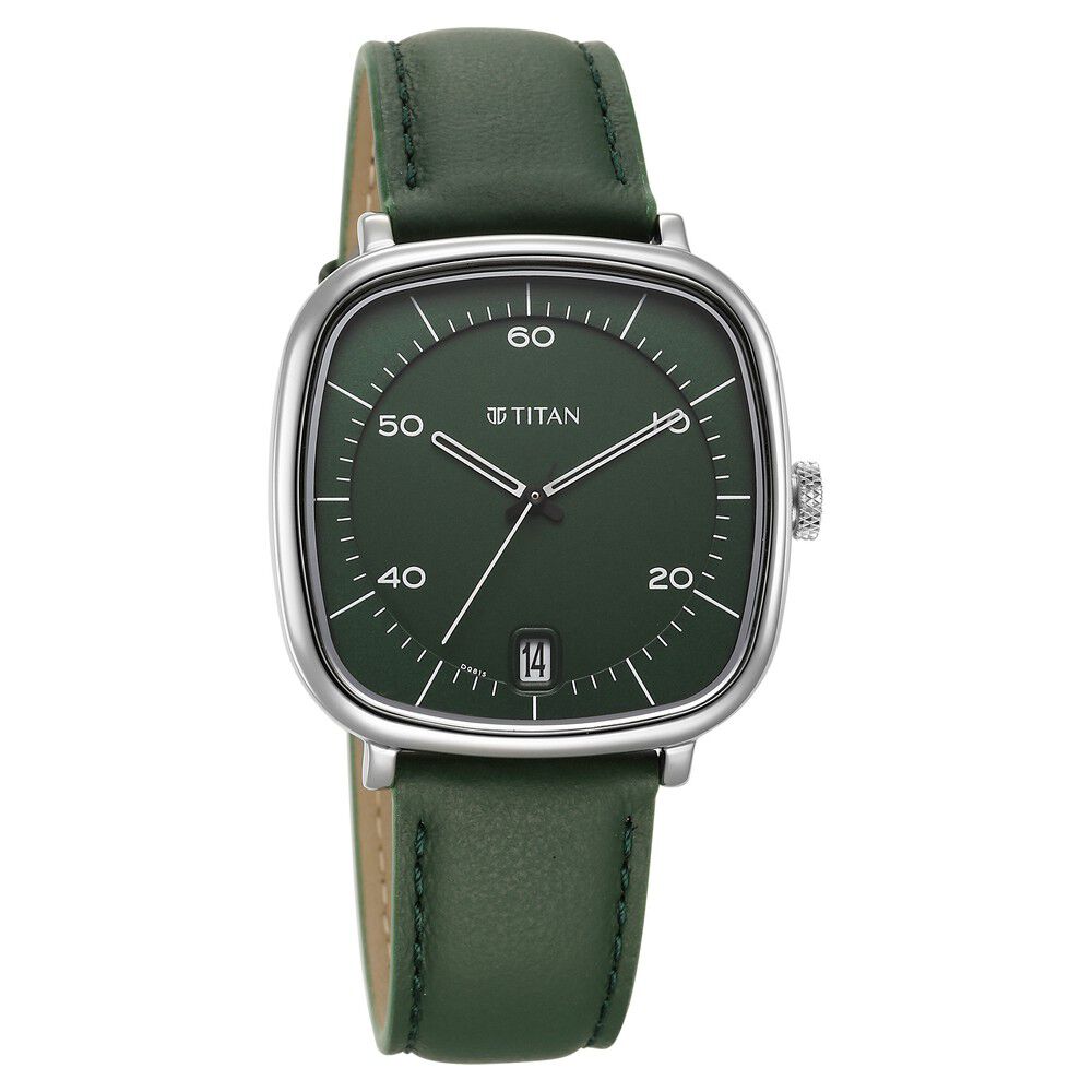 Titan Neo Curve Quartz Analog with Date Green Dial Stainless Steel Strap Watch For Men-1885SL04