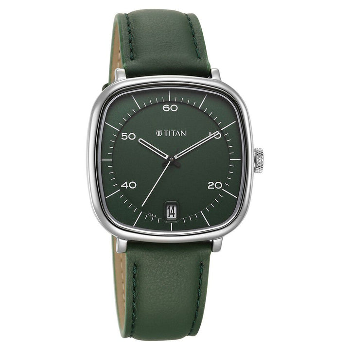 Titan Neo Curve Quartz Analog with Date Green Dial Stainless Steel Strap Watch For Men-1885SL04