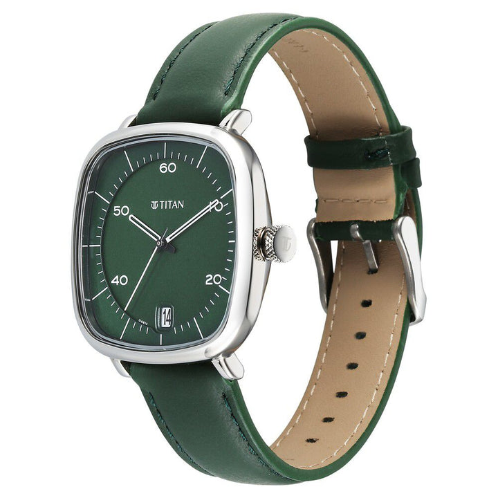 Titan Neo Curve Quartz Analog with Date Green Dial Stainless Steel Strap Watch For Men-1885SL04