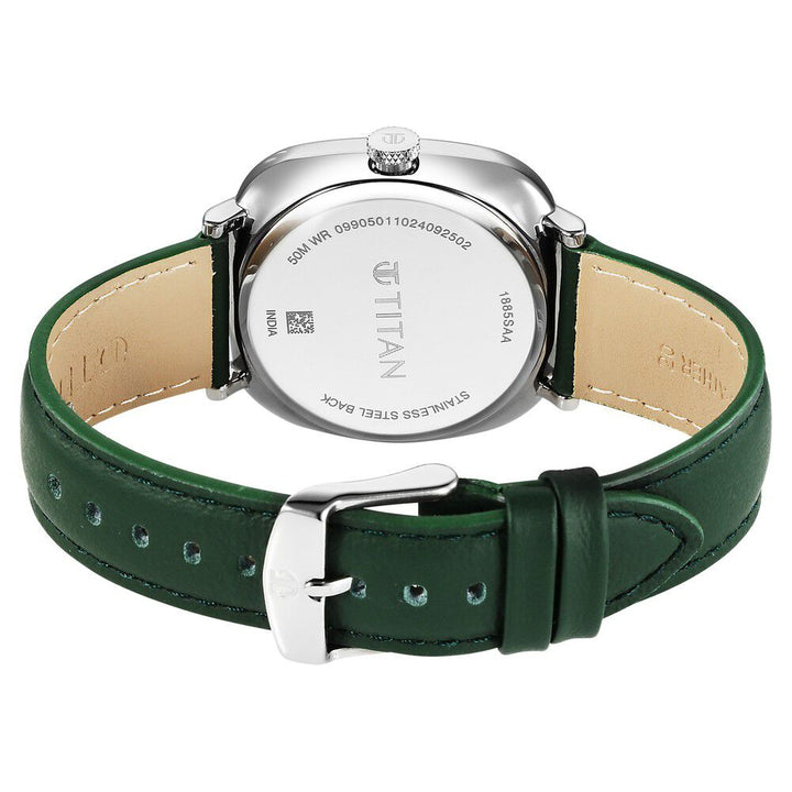 Titan Neo Curve Quartz Analog with Date Green Dial Stainless Steel Strap Watch For Men-1885SL04
