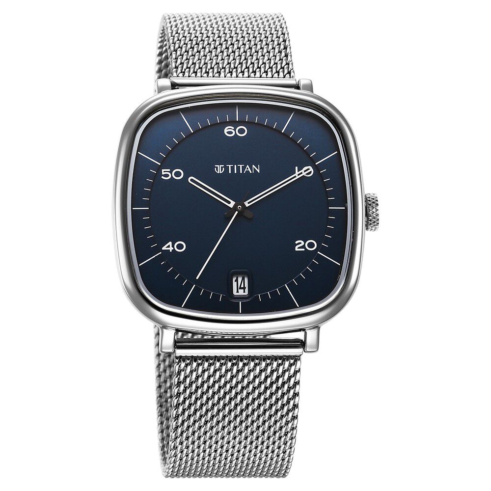 Titan Neo Curve Quartz Analog with Date Blue Dial Stainless Steel Strap Watch For Men