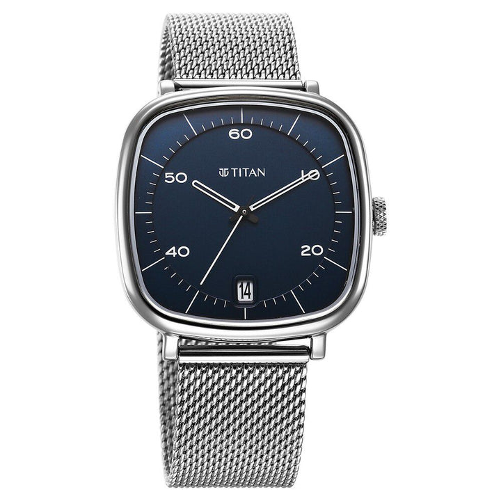 Titan Neo Curve Quartz Analog with Date Blue Dial Stainless Steel Strap Watch For Men