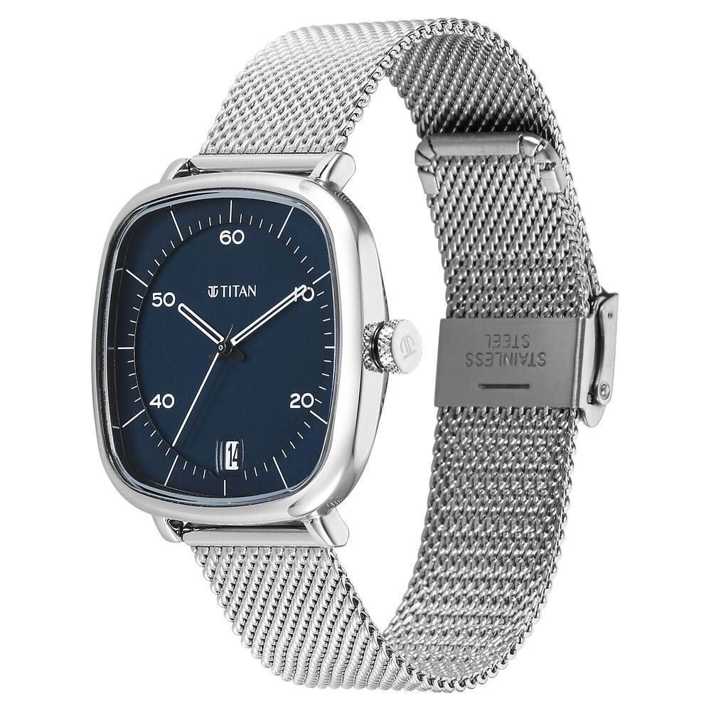Titan Neo Curve Quartz Analog with Date Blue Dial Stainless Steel Strap Watch For Men