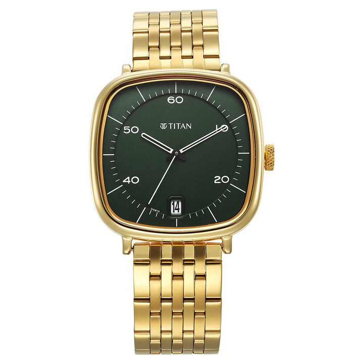 Titan Neo Curve Quartz Analog with Date Champagne Dial Stainless Steel Strap Watch For Men-1885YM01