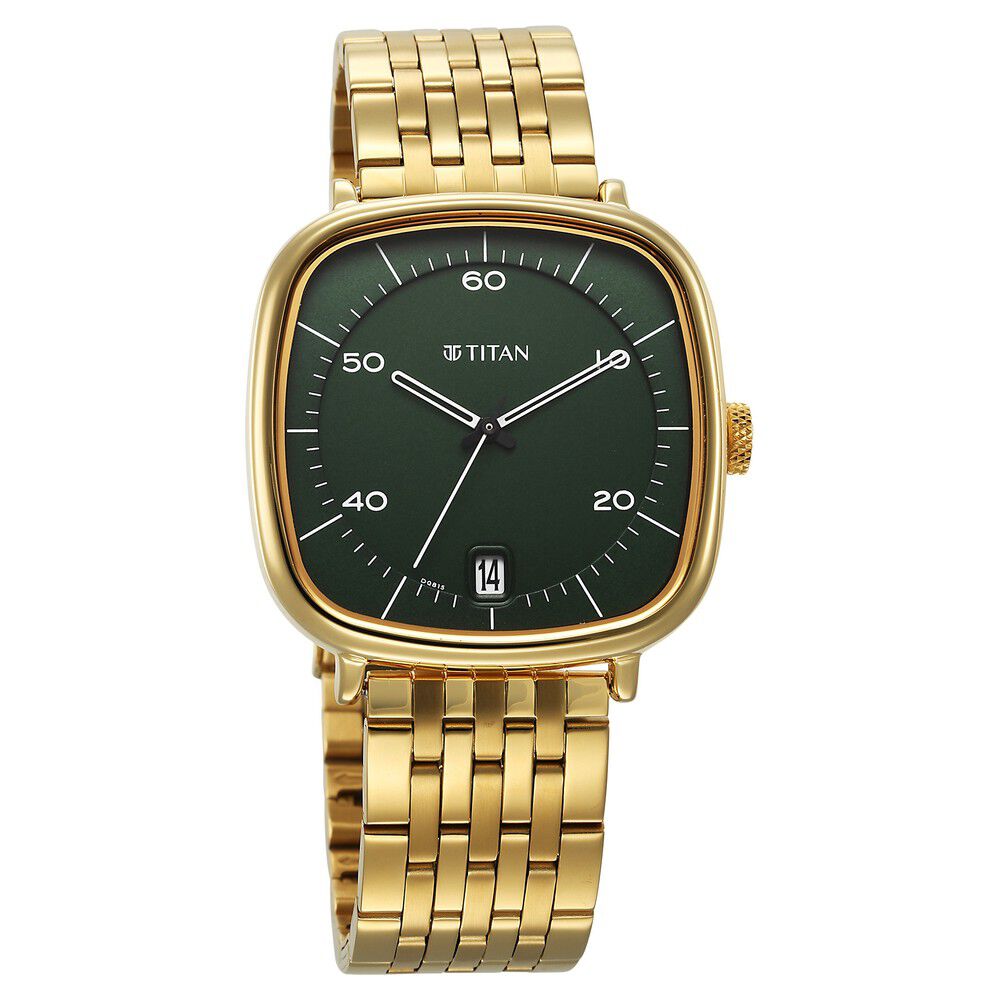 Titan Neo Curve Quartz Analog with Date Champagne Dial Stainless Steel Strap Watch For Men-1885YM01