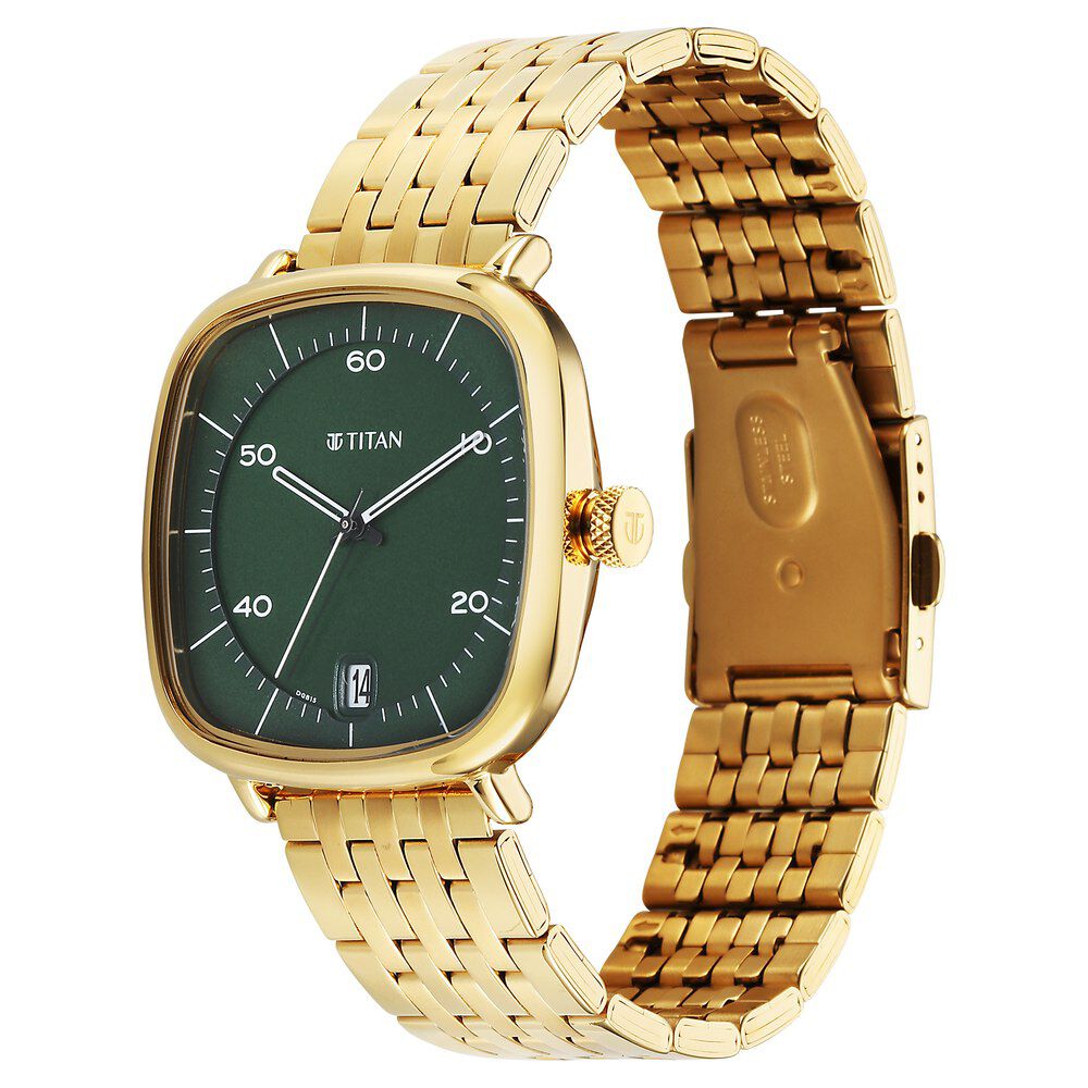 Titan Neo Curve Quartz Analog with Date Champagne Dial Stainless Steel Strap Watch For Men-1885YM01