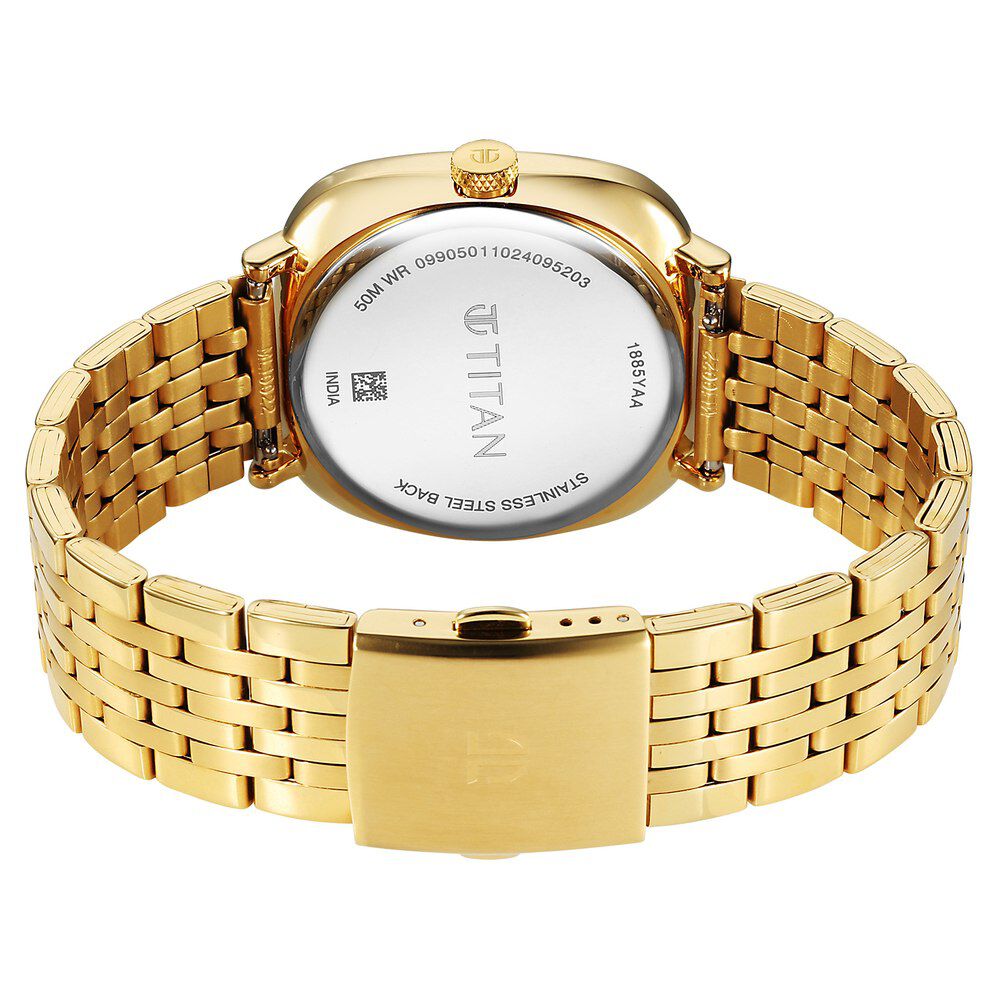 Titan Neo Curve Quartz Analog with Date Champagne Dial Stainless Steel Strap Watch For Men-1885YM01