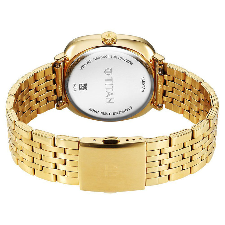 Titan Neo Curve Quartz Analog with Date Champagne Dial Stainless Steel Strap Watch For Men-1885YM01