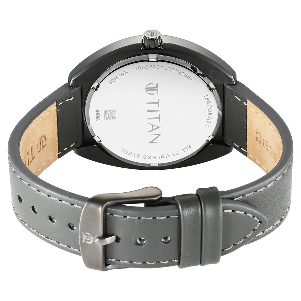 Titan Quartz Analog Anthracite Dial Leather Strap Watch for Men-1887QL01