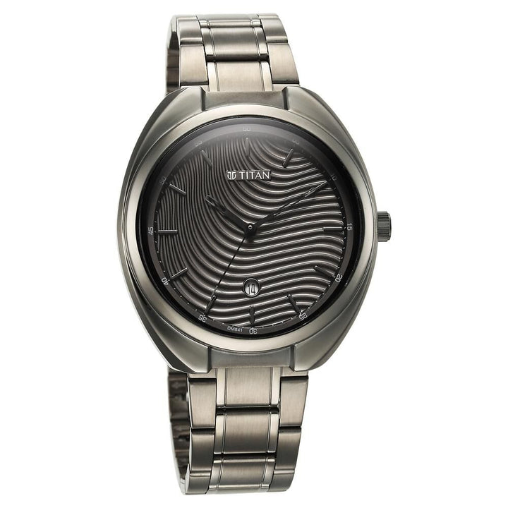 Titan Quartz Analog Anthracite Dial Stainless Steel Strap Watch for Men-1887QM01