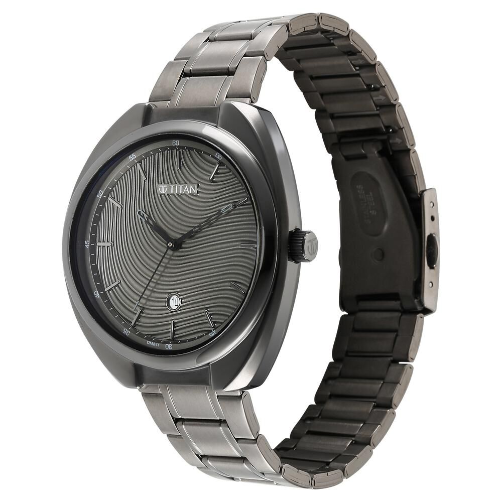 Titan Quartz Analog Anthracite Dial Stainless Steel Strap Watch for Men-1887QM01