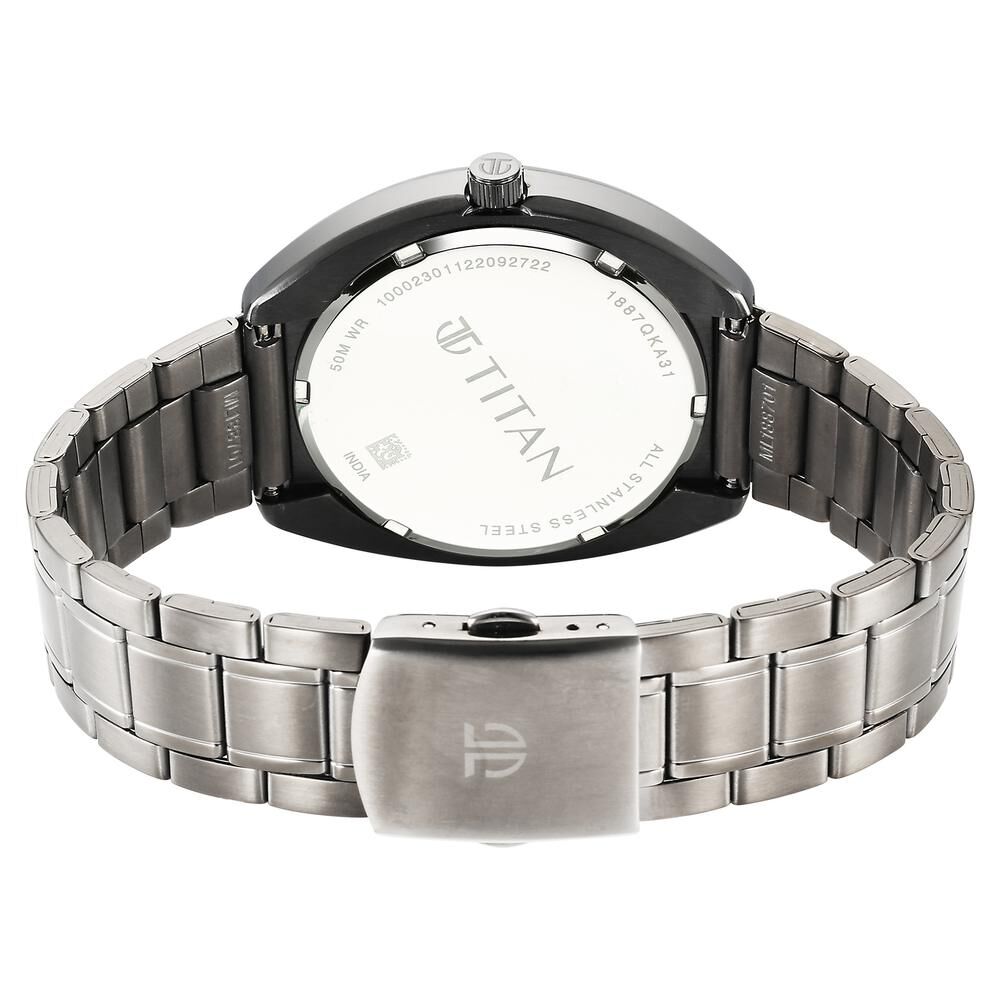 Titan Quartz Analog Anthracite Dial Stainless Steel Strap Watch for Men-1887QM01