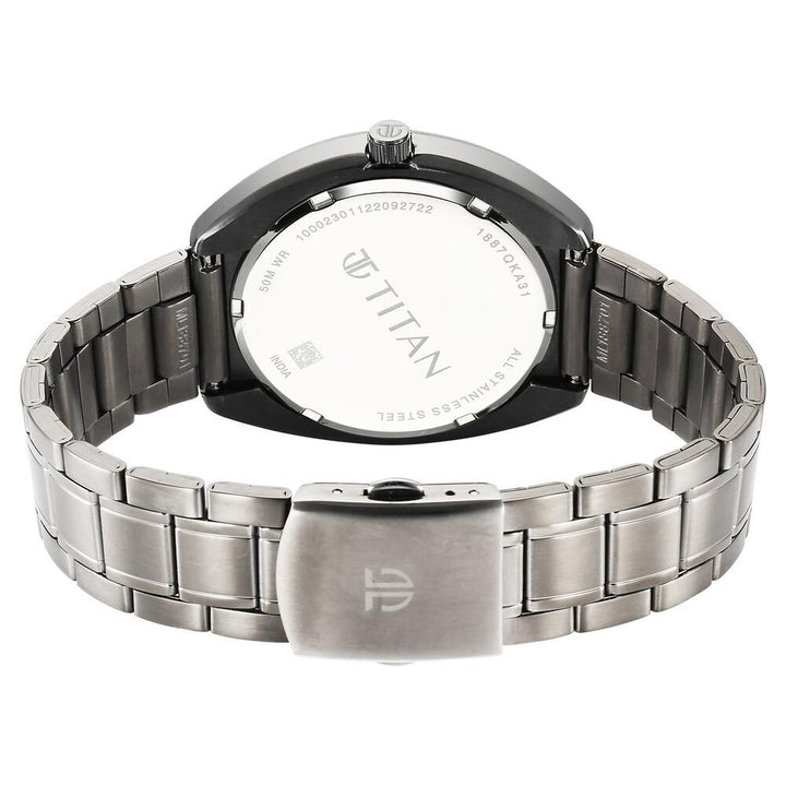 Titan Quartz Analog Anthracite Dial Stainless Steel Strap Watch for Men-1887QM01