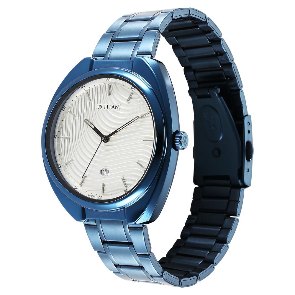 Titan Quartz Analog Silver White Dial Stainless Steel Strap Watch for Men-1887QM02