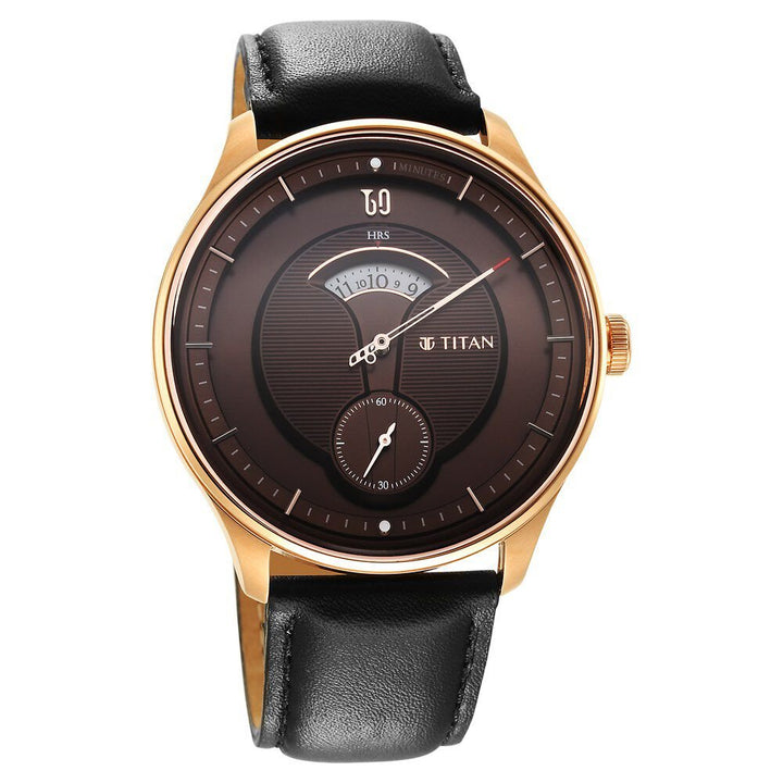 Titan Quartet Brown Dial Analog Leather Strap watch for Men - The Watch Factory ®