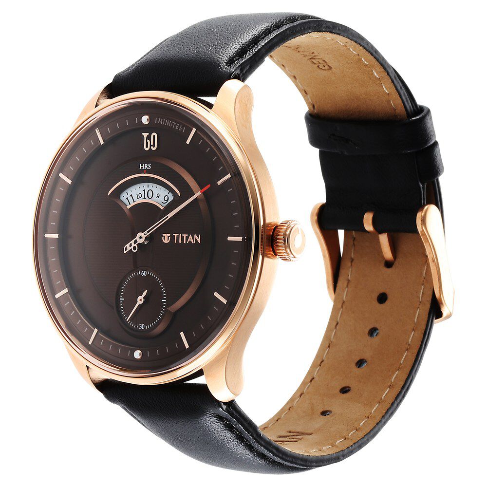 Titan Quartet Brown Dial Analog Leather Strap watch for Men NS1890WL01