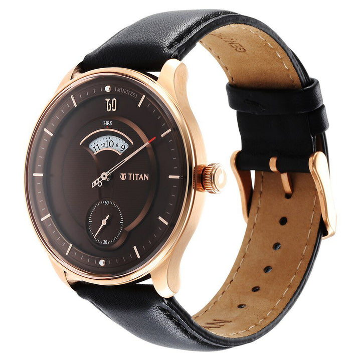 Titan Quartet Brown Dial Analog Leather Strap watch for Men - The Watch Factory ®
