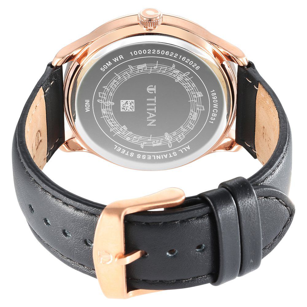 Titan Quartet Brown Dial Analog Leather Strap watch for Men NS1890WL01