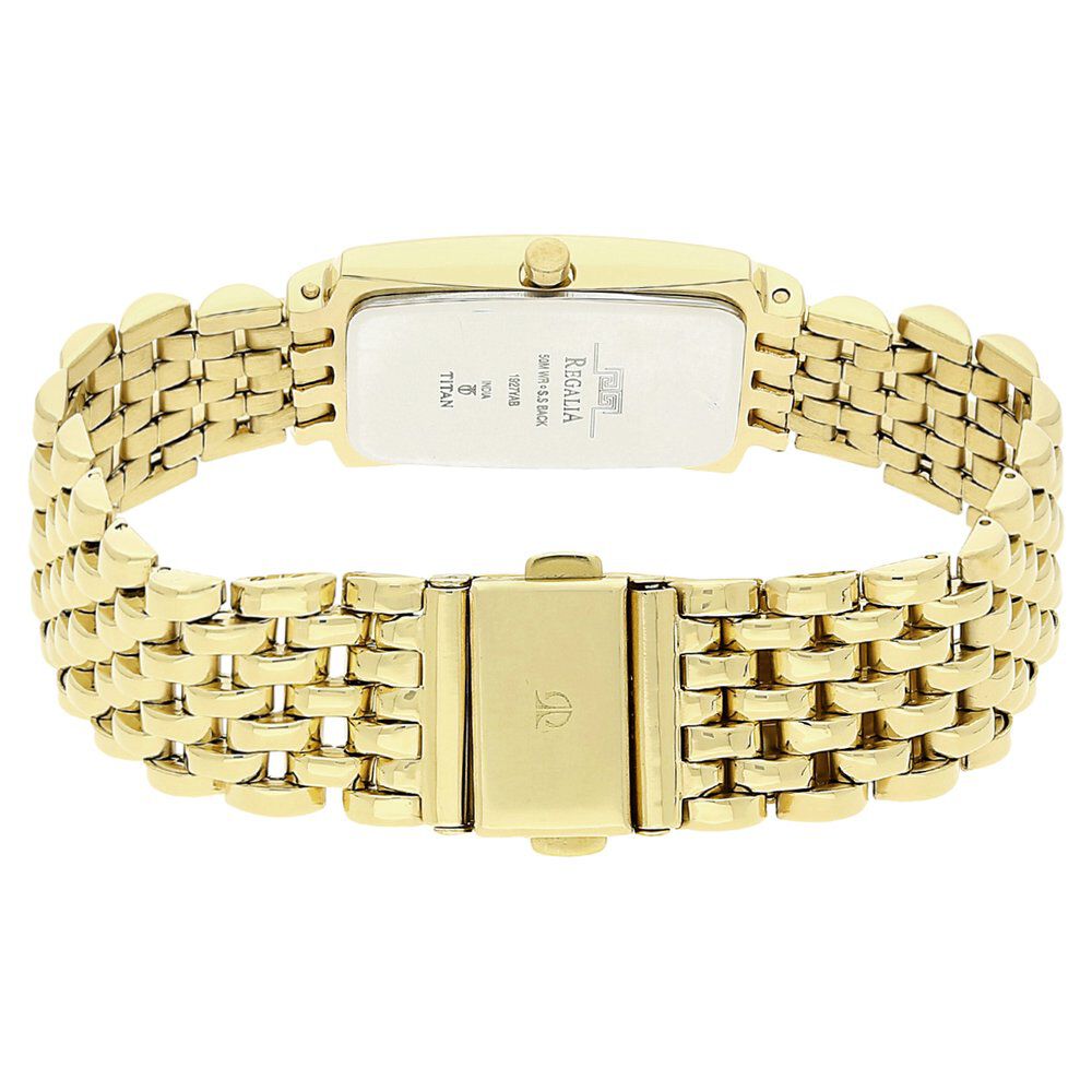 Titan Rectangle White Dial Analog with Date Stainless Steel Strap Watch for Men NR1927YM04