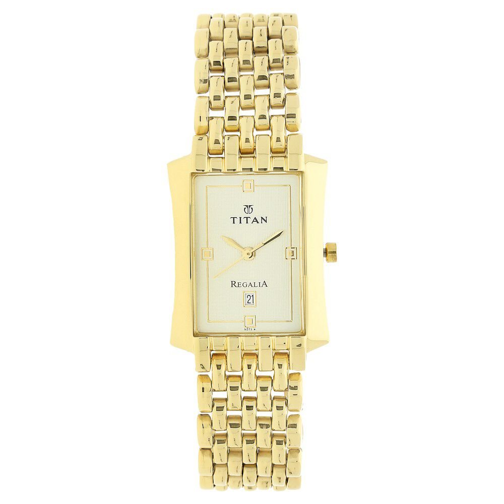 Titan Quartz Analog with Date White Dial Stainless Steel Strap Watch for Men - The Watch Factory ®