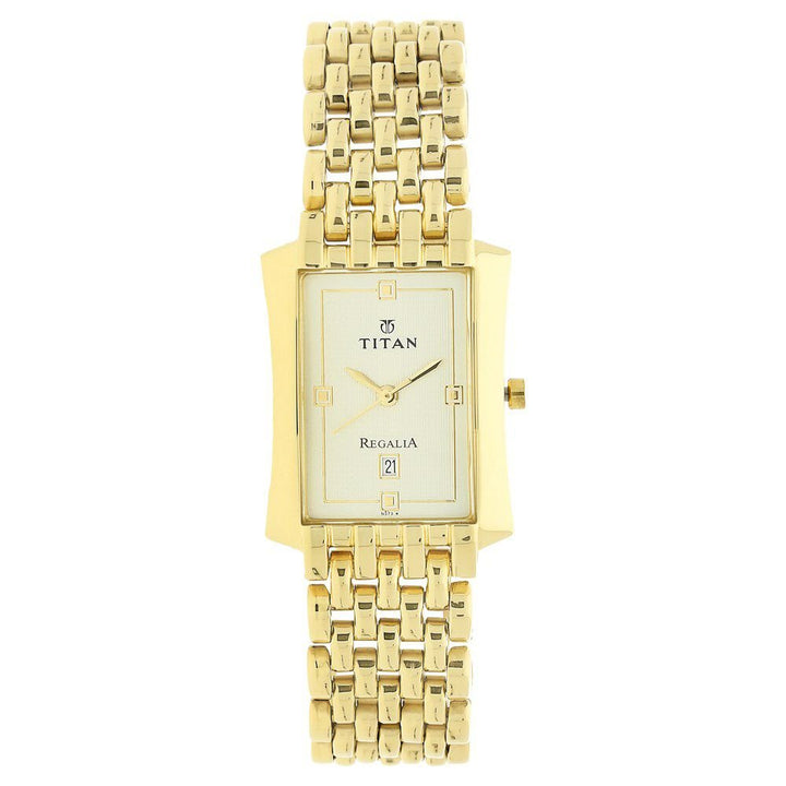 Titan Quartz Analog with Date White Dial Stainless Steel Strap Watch for Men - The Watch Factory ®