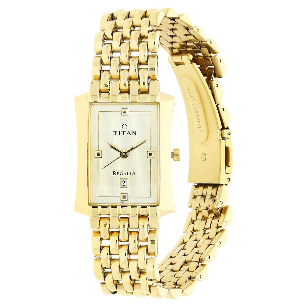 Titan Quartz Analog with Date White Dial Stainless Steel Strap Watch for Men - The Watch Factory ®