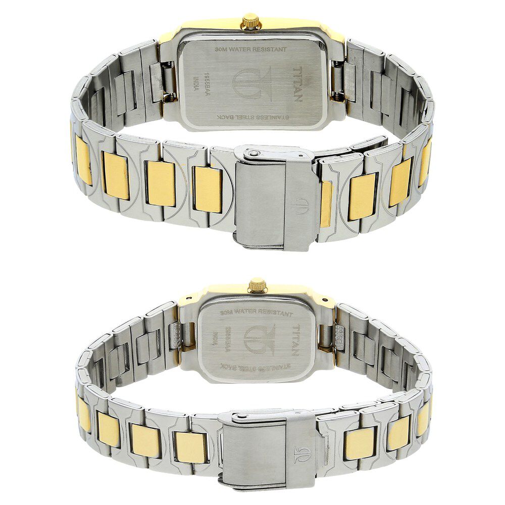 Titan Quartz Analog with Date White Dial Stainless Steel Strap Watch for Couple - The Watch Factory ®