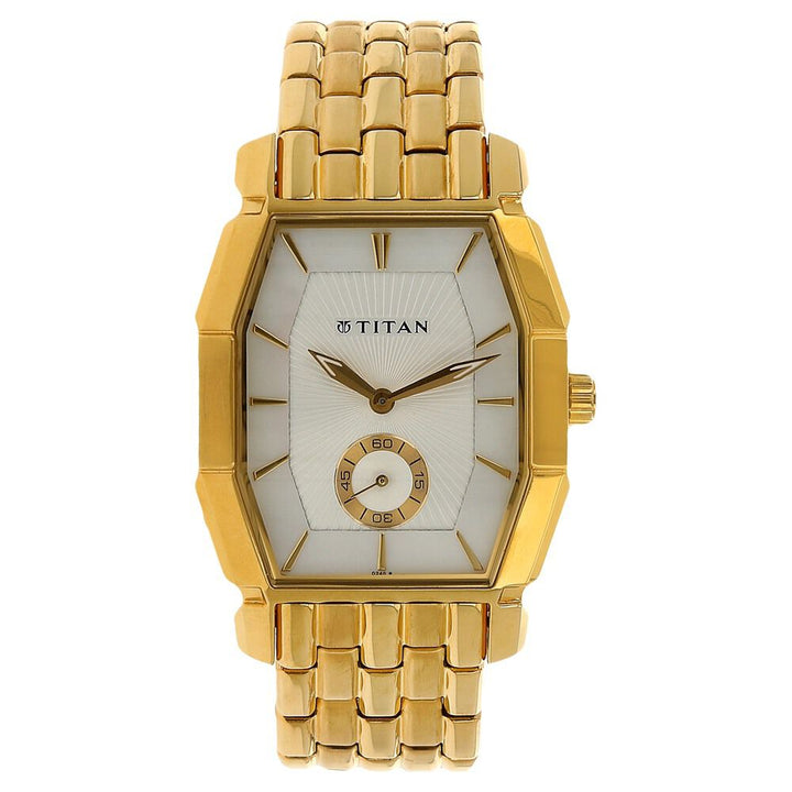 Titan Quartz Analog Mother of Pearl Dial Stainless Steel Strap Watch for Men-1966YM01