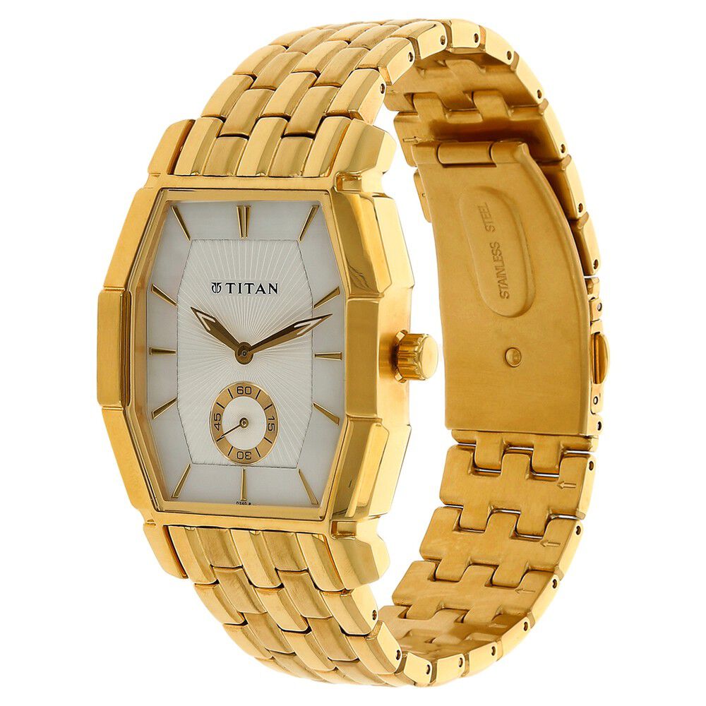 Titan Quartz Analog Mother of Pearl Dial Stainless Steel Strap Watch for Men-1966YM01