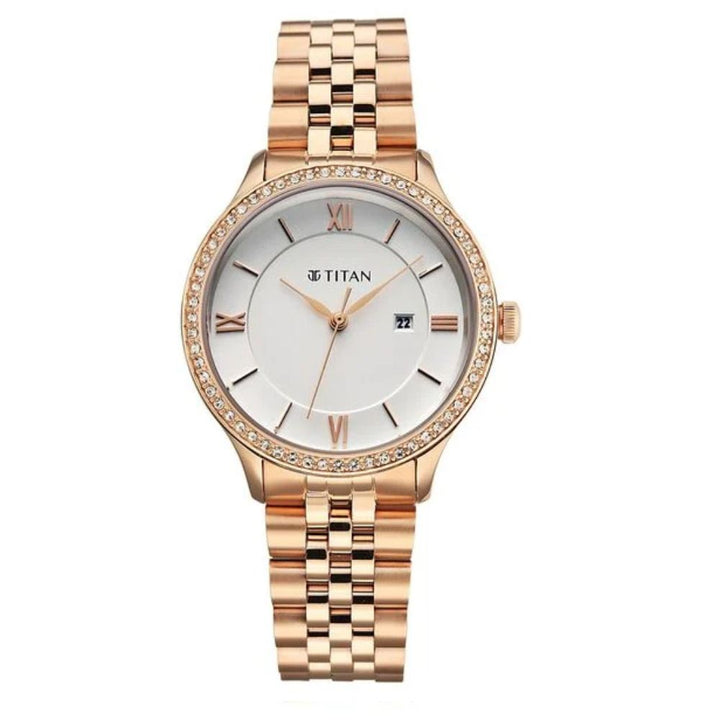 Titan Purple Prestige 95247WM01 White Dial Women&