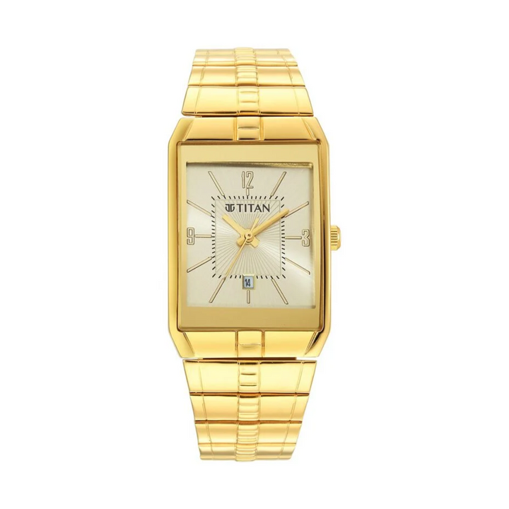 Titan Karishma Champagne Dial Brass Strap Watch 9151YM07 / NR9151YM07