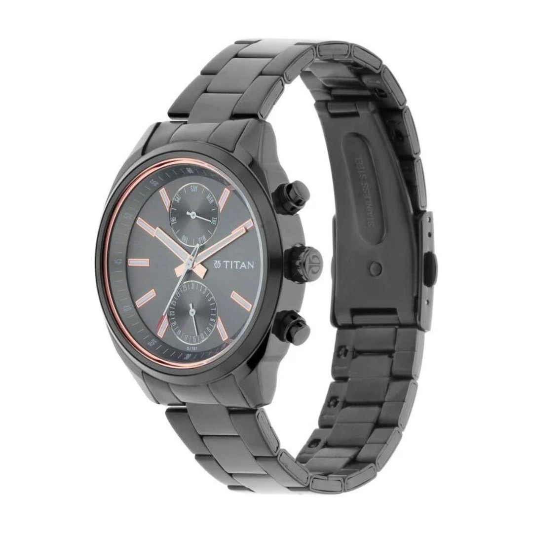 Titan Anthracite Dial Stainless Steel Strap Watch NQ1733NM01/NR1733NM01 / NS1733NM01