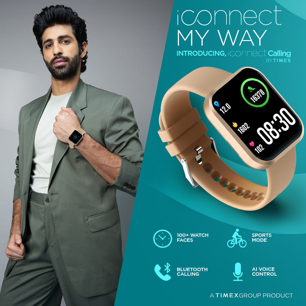 Timex IConnect Calling Smartwatch|1.83" TFT Display With 240x284 Pixel Resolution|Single Sync Bluetooth Calling|AI Voice Assist|100+ Sports Modes|200+ Watchfaces|Upto 7 Days Battery (Normal Usage) - TWIXW201T