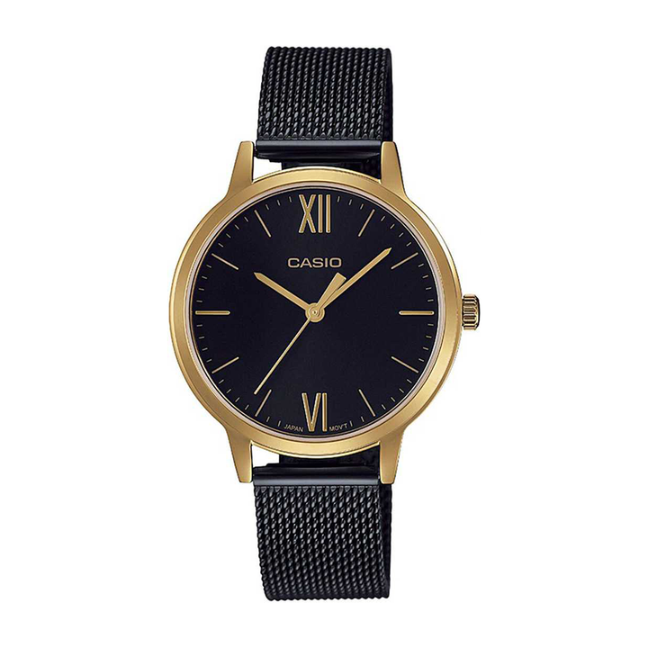 Casio Womens Enticer Black Dial Mesh Band Analogue Watch - A1790