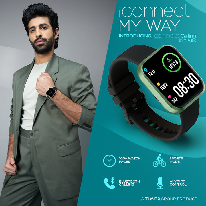 Timex IConnect Calling Smartwatch|1.83" TFT Display With 240x284 Pixel Resolution|Single Sync Bluetooth Calling|AI Voice Assist|100+ Sports Modes|200+ Watchfaces|Upto 7 Days Battery (Normal Usage) - TWIXW205T