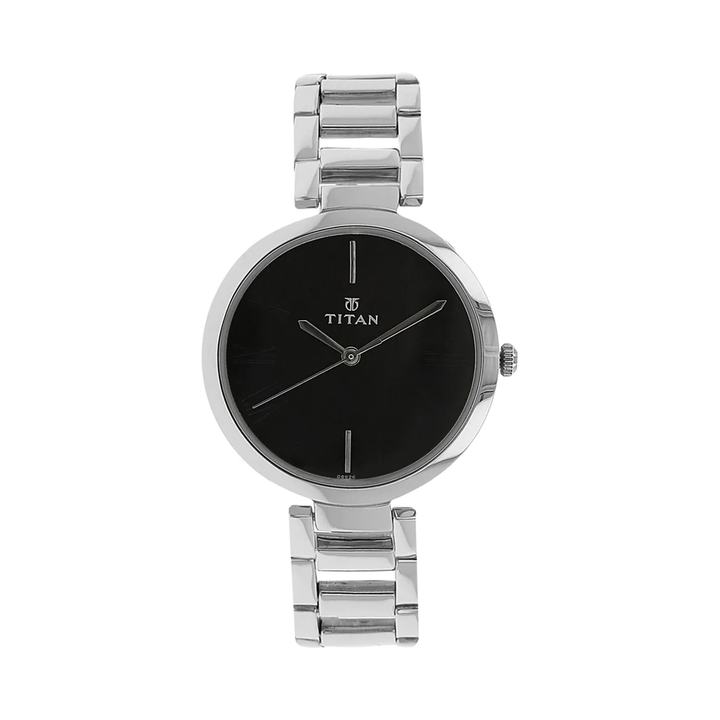 TITAN Black Dial Silver Women's Watch NP2480SM02
