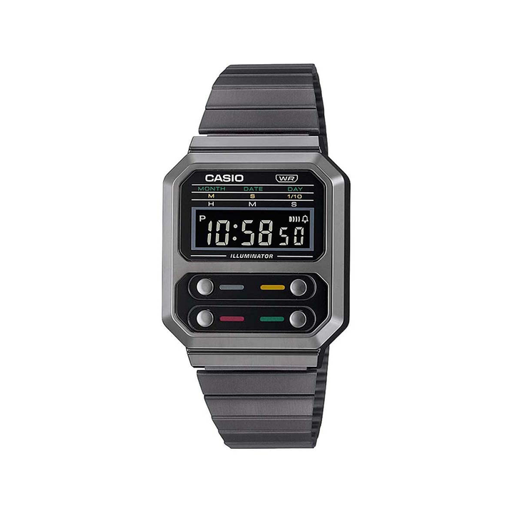 Casio Unisex Vintage Black Dial Metal Digital Watch - D241