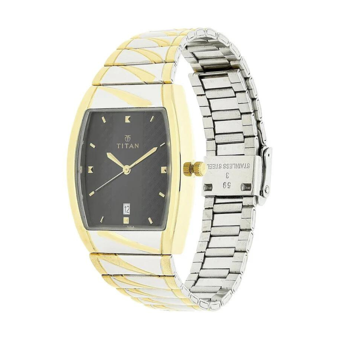 Titan Black Dial Silver Stainless Steel Strap Watch NN9315BM02 / 9315BM02