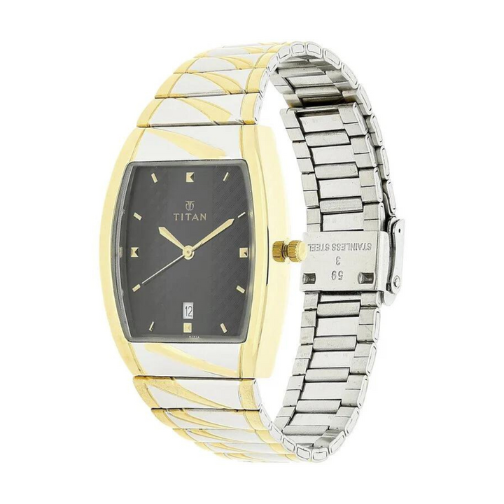 Titan Black Dial Silver Stainless Steel Strap Watch NN9315BM02 / 9315BM02