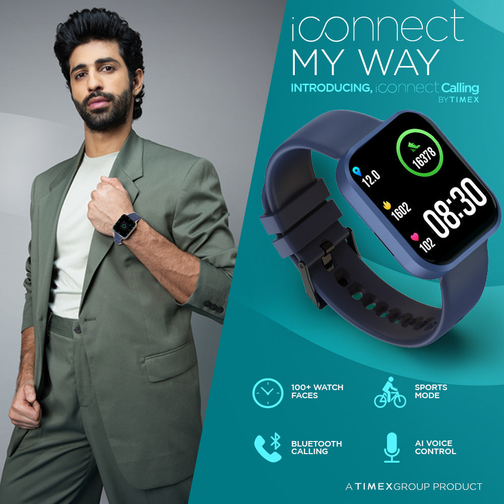 Timex iConnect Calling Smartwatch|1.83" (4.64 cm) TFT Display with 240x284 Pixel Resolution|Single Sync Bluetooth Calling|AI Voice Assist|100+ Sports Modes|200+ Watchfaces|Upto 7 Days Battery (Normal Usage) - TWIXW202T