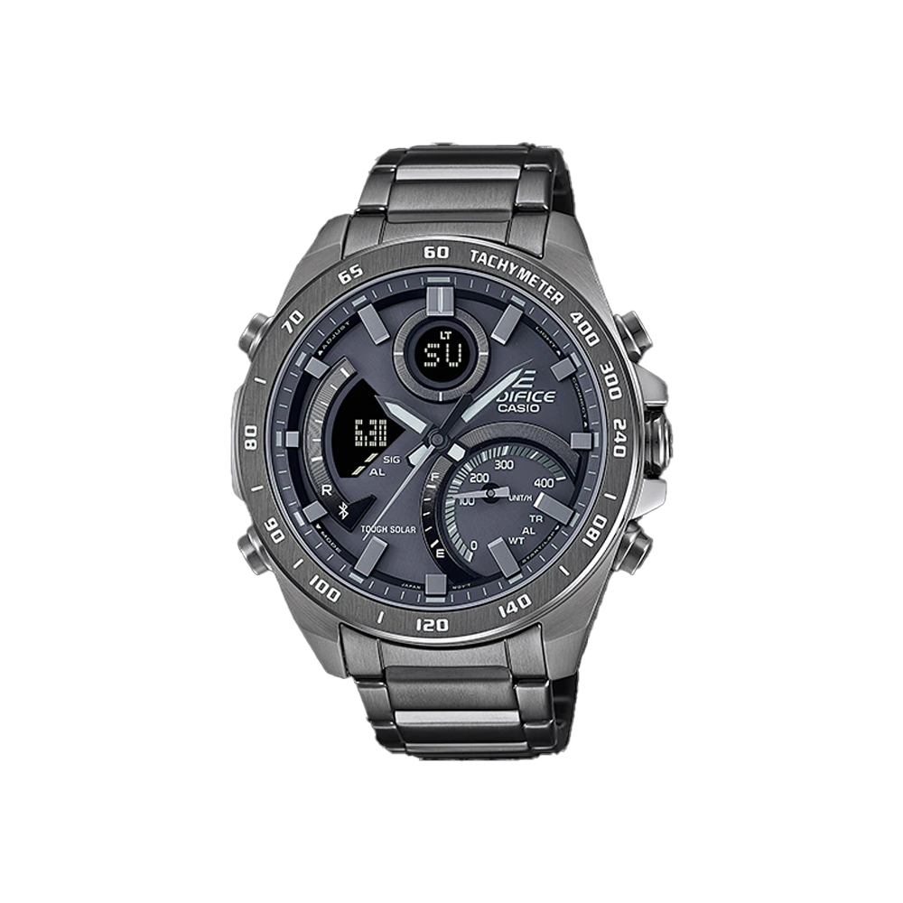 Casio EDIFICE Mens Grey Dial Stainless Steel Analogue-Digital Watch - ED527