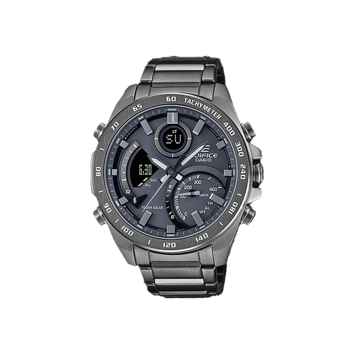 Casio EDIFICE Mens Grey Dial Stainless Steel Analogue-Digital Watch - ED527