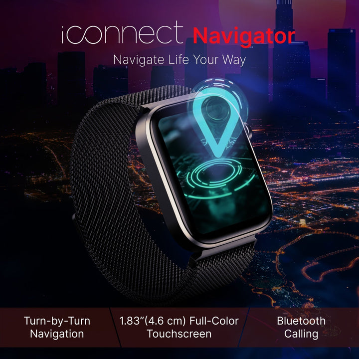 IConnect By Timex Navigator 1.83"(4.6cm) Display With Turn By Turn Navigation & BT Calling Smartwatch For Unisex - TWIXW904T
