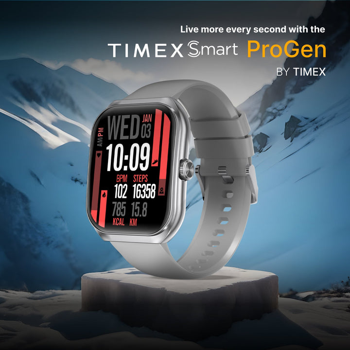 Timex Smart Progen 1.95" (4.95 cm) Curved AMOLED Display with Functional Crown and BT Calling Smartwatch For Unisex - TWTXW802T