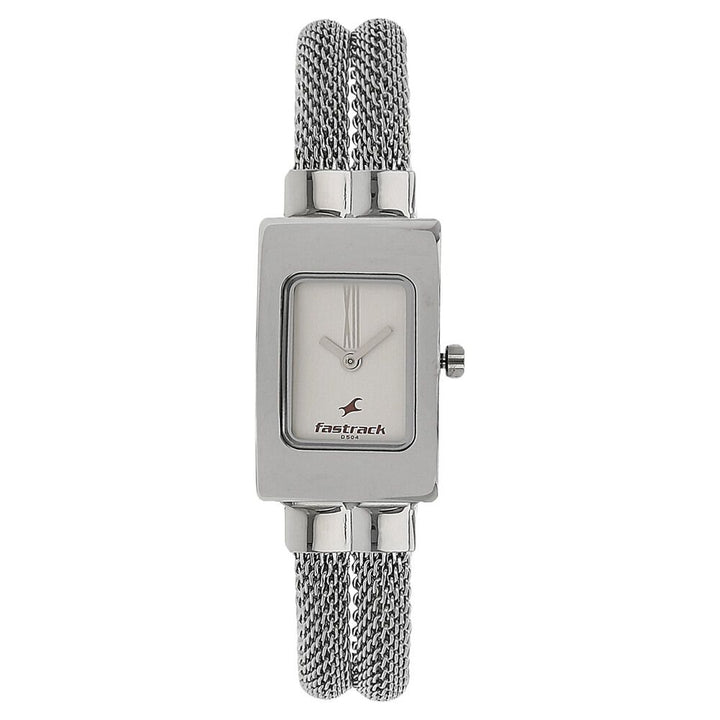 Fastrack Quartz Analog Silver Dial Stainless Steel Strap Watch for Girls NR2049SM09