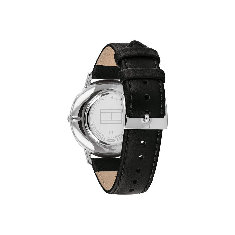 Tommy Hilfiger Mens Black Leather Analogue Watch - TH1791651