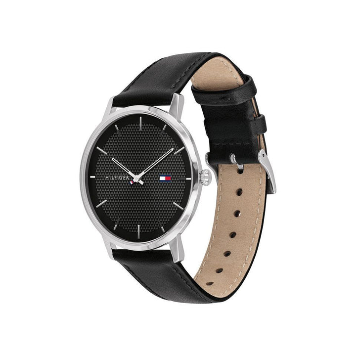 Tommy Hilfiger Mens Black Leather Analogue Watch - TH1791651