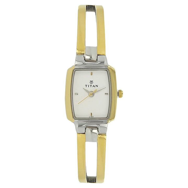 Titan Quartz Analog White Dial Stainless Steel Strap Watch for Women NP2131BM01