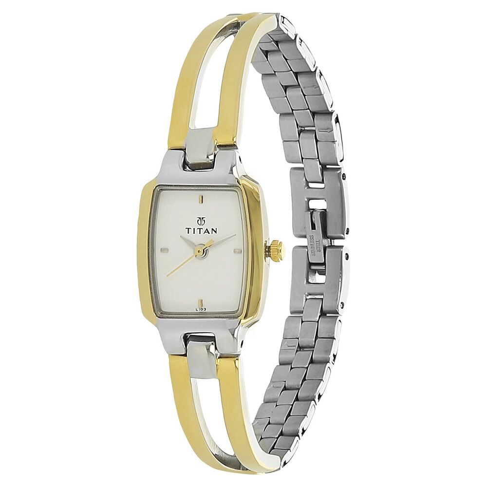 Titan Quartz Analog White Dial Stainless Steel Strap Watch for Women NP2131BM01